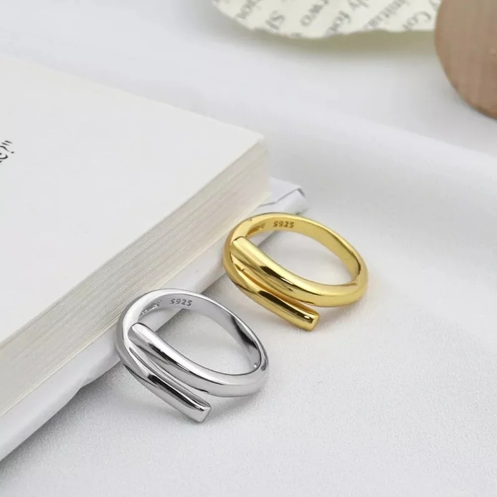 NEW Unisex‎ 18k Yellow Gold Vermeil Sterling Silver Adjustable Ring